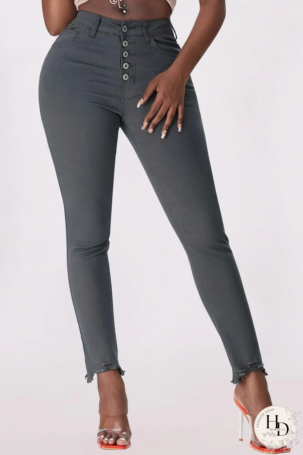 Elastic Loose Wide Leg Button Pants