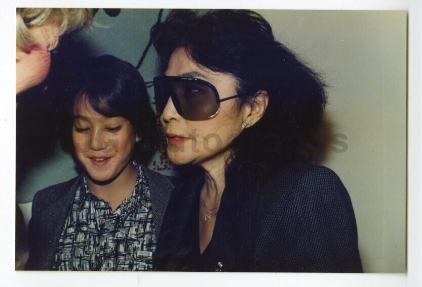 Yoko Ono, Sean Lennon - Candid Photo Poster painting by Peter Warrack - Previously Unpublished