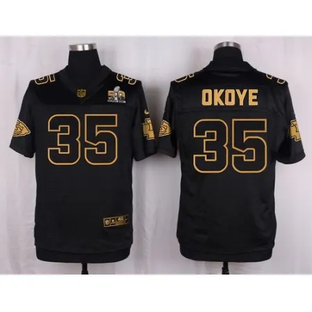Chiefs #35 Christian Okoye Black Men's Stitched NFL Elite Pro Line Gold Collection Jersey