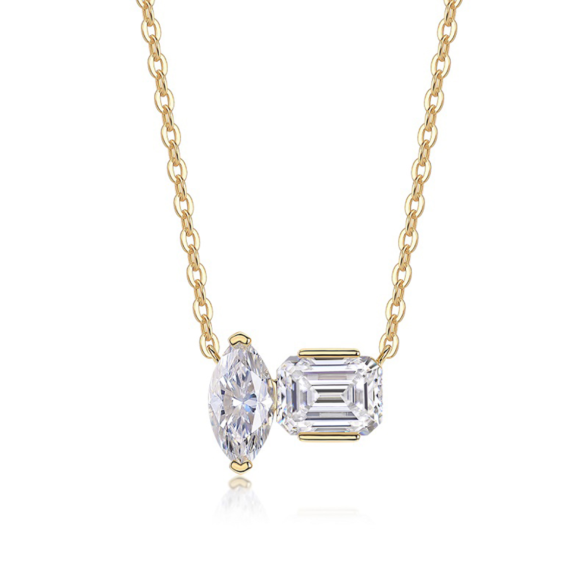 Y Shape Pendant Necklace Beaded Chain 925 Silver 18K Gold Plated Fashion Jewelry Gift Comes with GRA Certificate