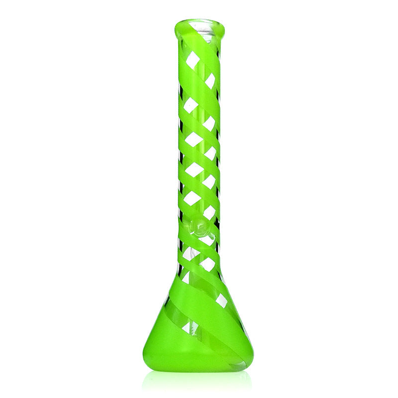 15.5" Glass Green Beaker Bong with Fluorescent Green