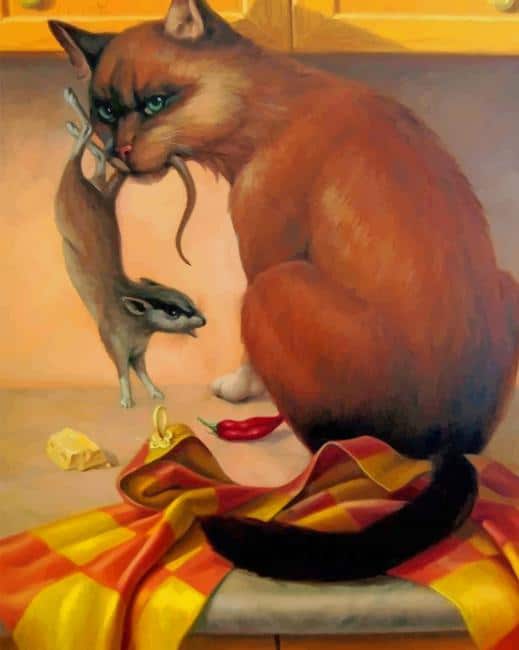 

Cat Catches A Mouse – Paint By Numbers - 40*50CM, 501 Original