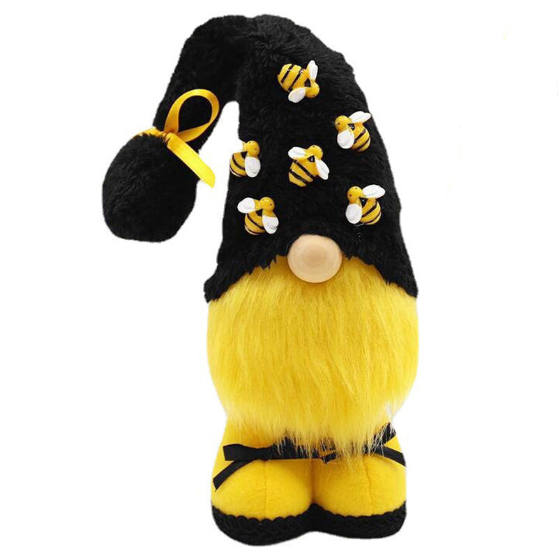 Dosoop Spring Bumble Bee Gnome Knitted Yellow Black Plush