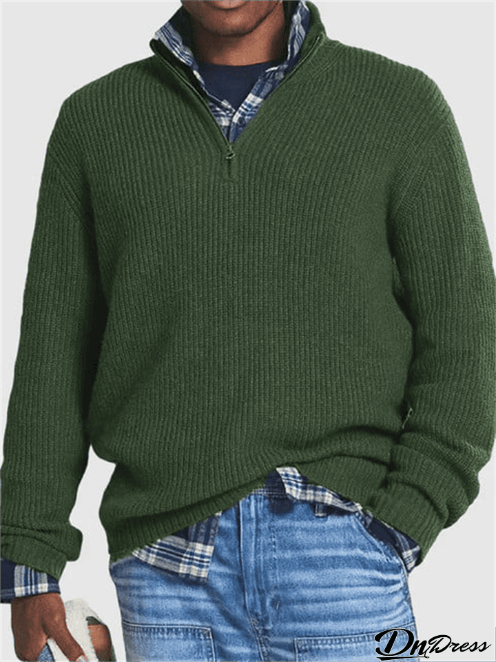 Men's Stand Collar Warm Windproof British Knit Sweater