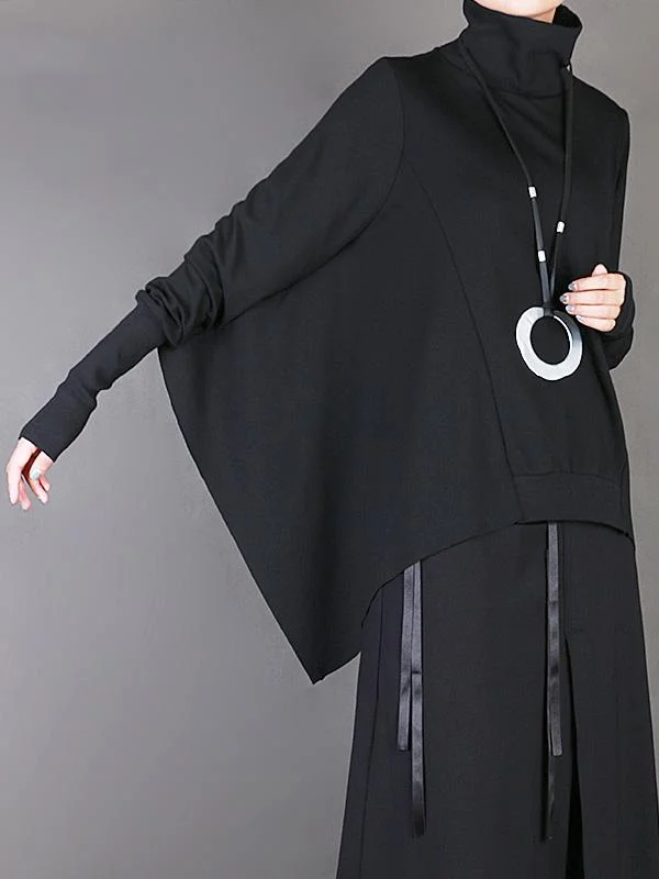 Roomy Solid Cropped Batwing Cloak