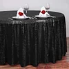 108" Black Seamless Premium Sequin Round Tablecloth