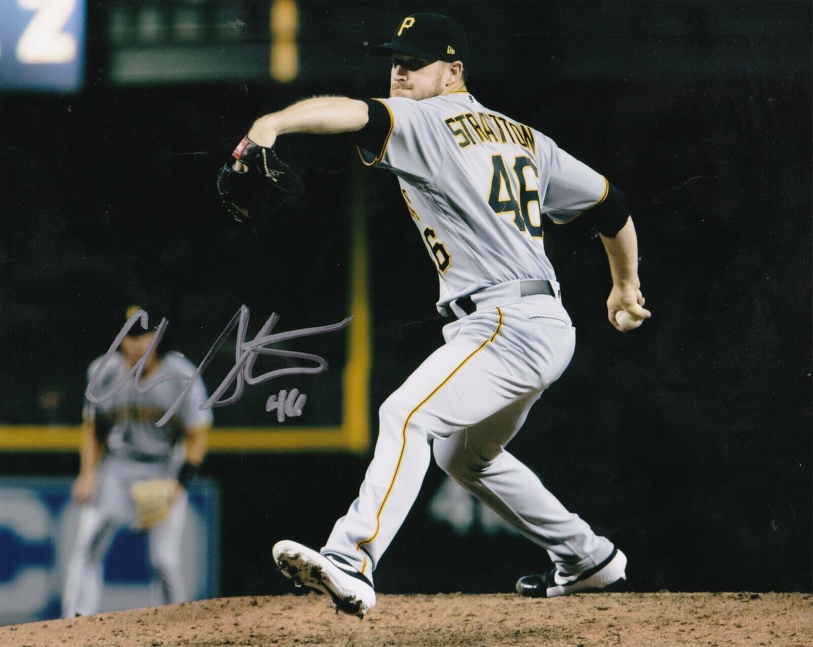 CHRIS STRATTON PITTSBURGH PIRATES ACTION SIGNED 8x10