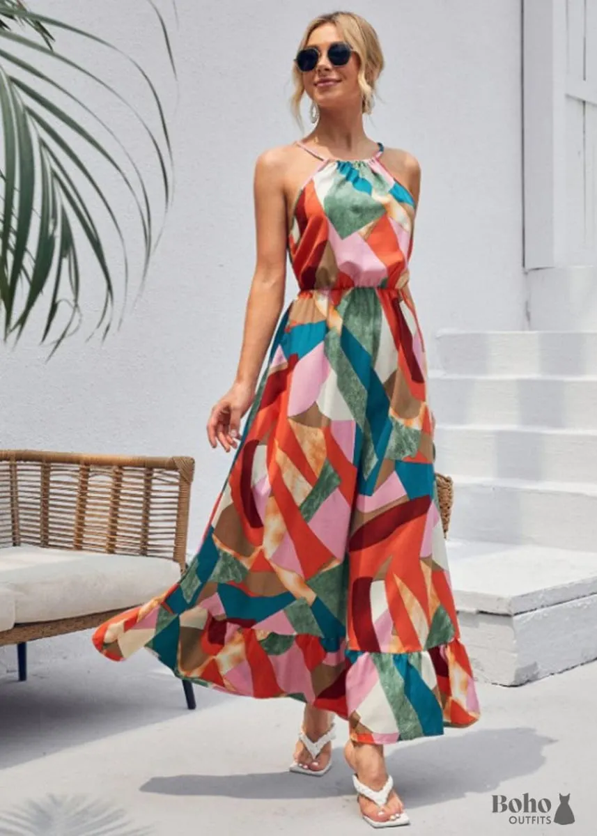 Boho Printed Long Sleeveless Dress Josie
