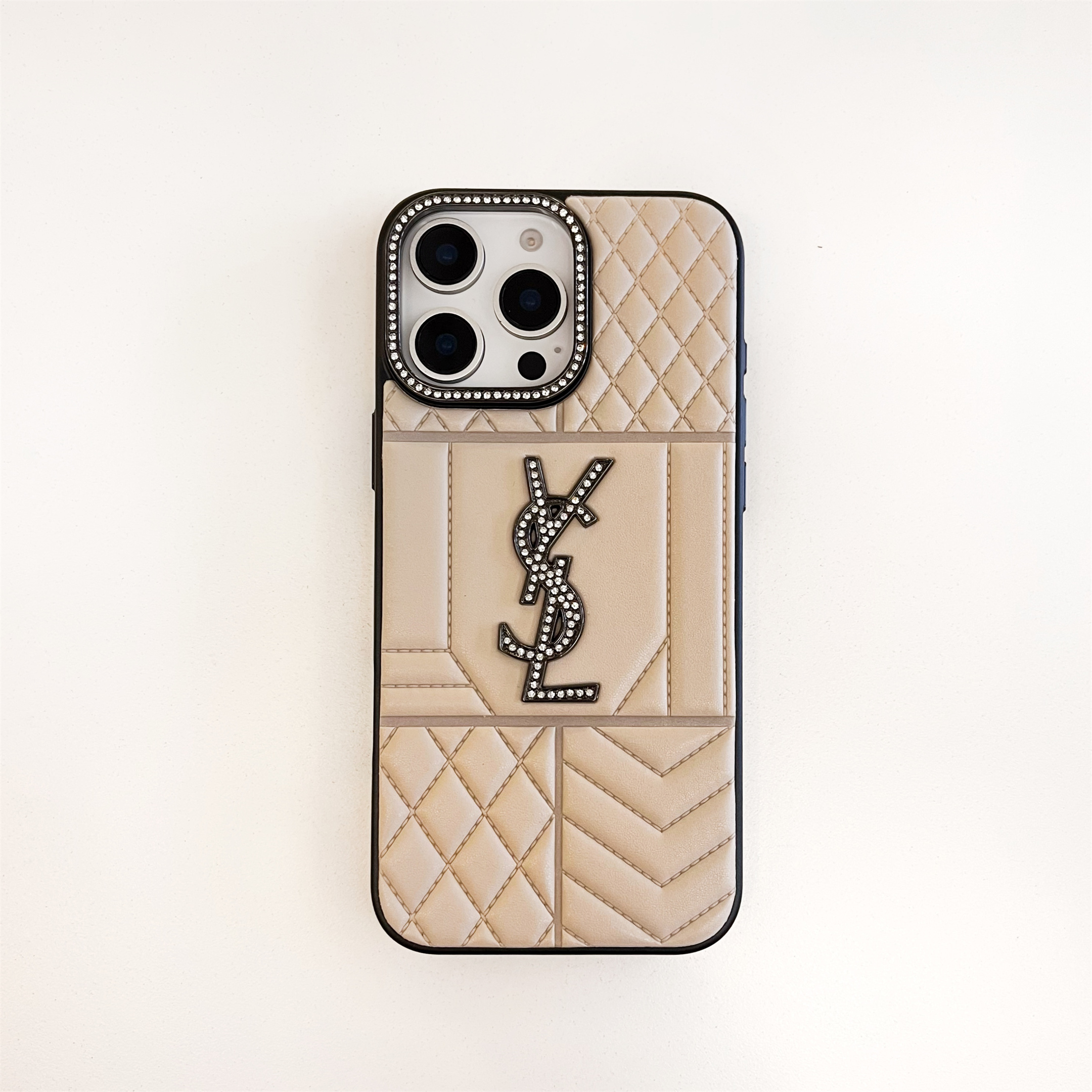 YSL New Lambskin Shiny Diamond Eye-catching Apple iPhone Case
