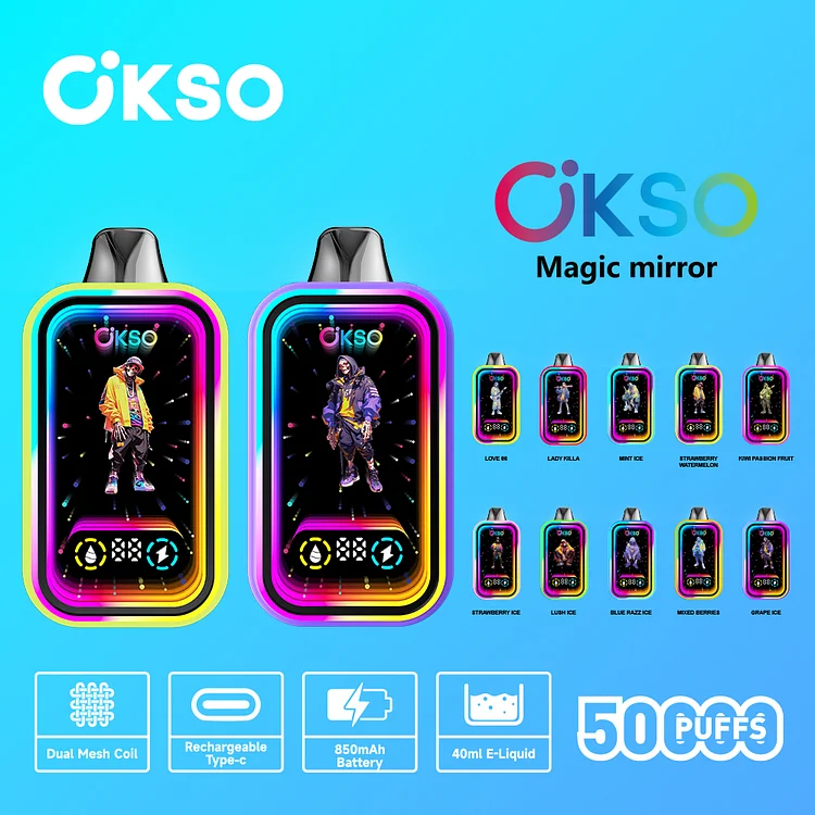 OKSO Magic Mirror 50000 50K Puffs Original Edition Dual Mesh LCD Display Disposable Vape(Box of 10) mysite www.vapeshoppromax.com