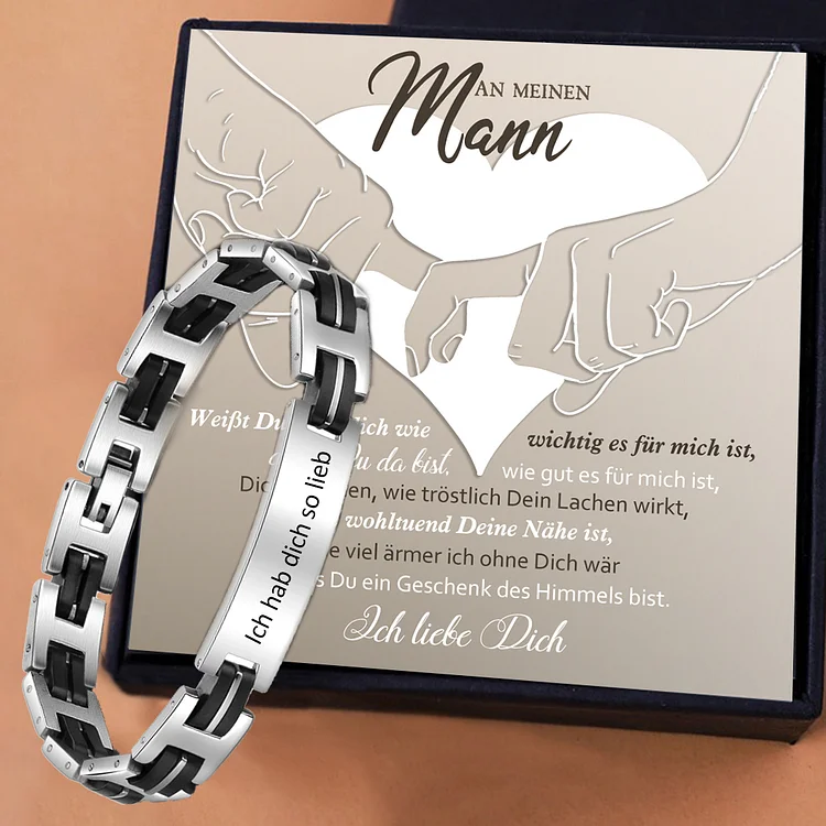 Kettenmachen Herren Edelstahl Personalisiertes Text Armband-An meinen Mann Du bist ein Geschenk des Himmels-Geschenk mit Nachrichtenkarte