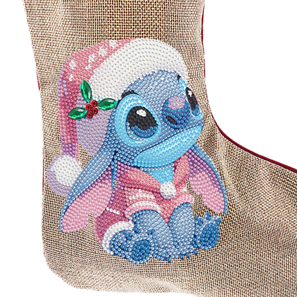 New DIY Linen Diamond Painting Christmas Socks 5D Rhinestone Xmas Socks for Kid Gift(20*35cm)