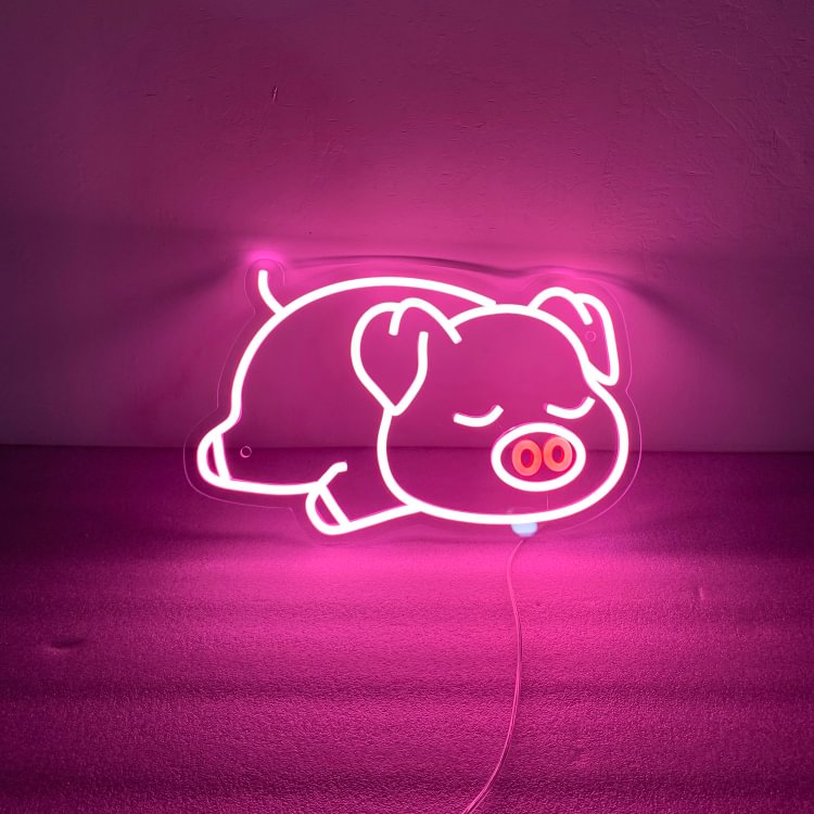 Animal Neon Sign Sleeping Pig Neon Lights  Pink Pig Led Neon Sign Pig Light Sign Pig LED Neon Sign Pig Light Pink Pig