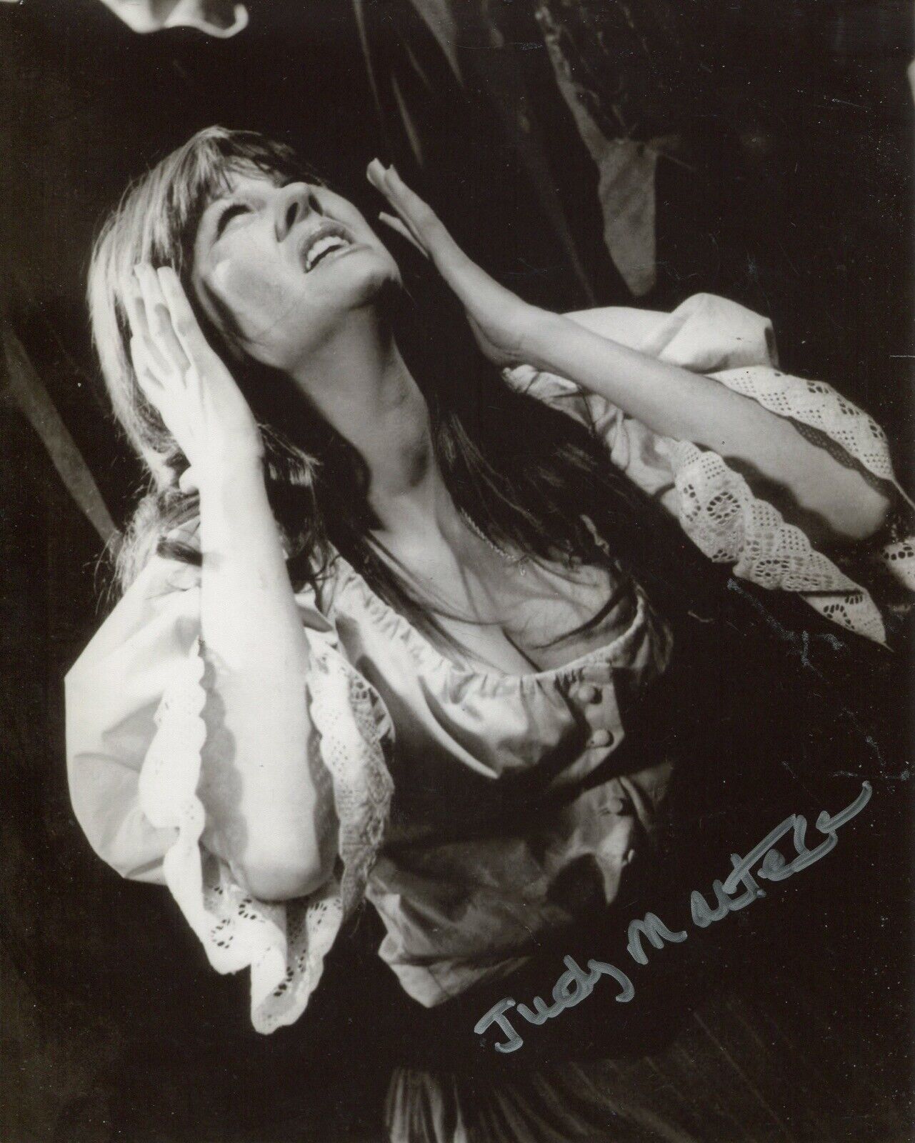 Actress Judy Matheson signed TWINS OF EVIL horror film Photo Poster painting