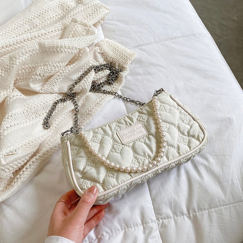 Luxury brand Pearl Tote bag 2021 Summer New Quality Nylon Women's Designer Handbag Chain Shoulder Messenger Bag Phone Purses