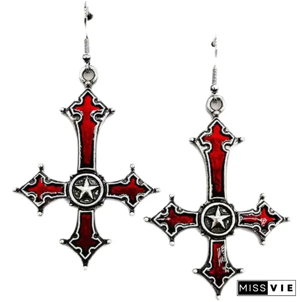 Halloween Gothic Cross Earrings Ear Clip