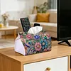 Flower Gem DIY PU Diamond Painting Tissue Box Kit Desktop Tissue Holder with Rhinestone Diamond Desk Decorative Tissue Box for Adults Desktop Storage Organizer