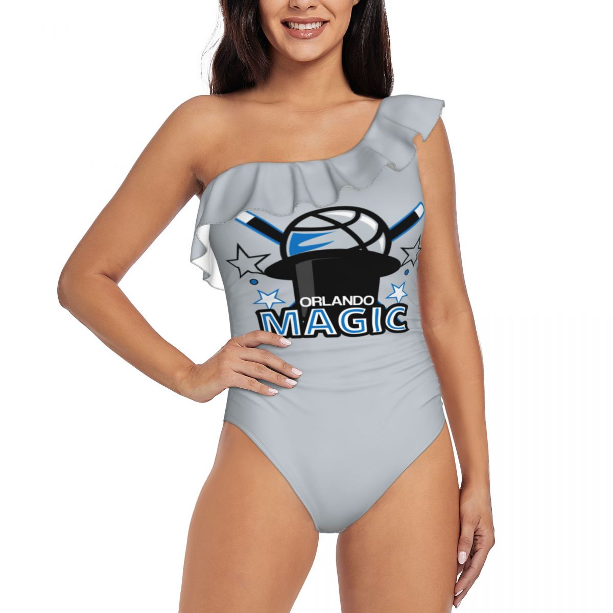 Orlando Magic One Shoulder Asymmetric Ruffle Swimsuits