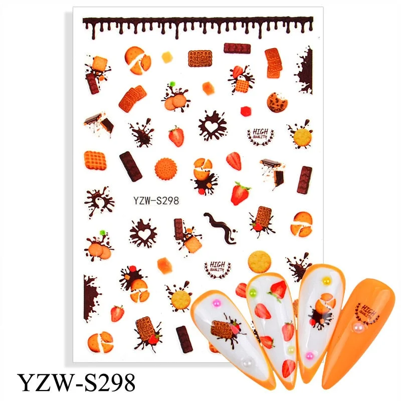 1pcs Autumn Winter Nail Sticker Robin Snow Flower New Year Halloween Christmas 3D Decals Nail Art Design Decor Accessories-Nail Inspo