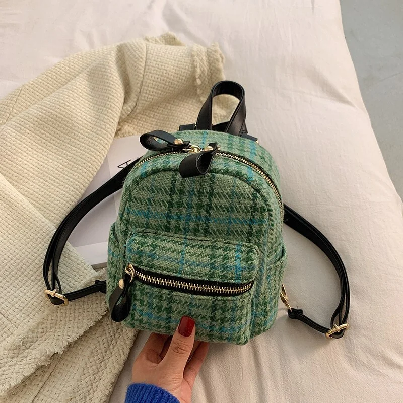 Mongw Fashion Women Backpack Ladies Casual College Stylel Small School Backpacks for Girls Light Plaid New Designer Bag Mini Sac A Dos