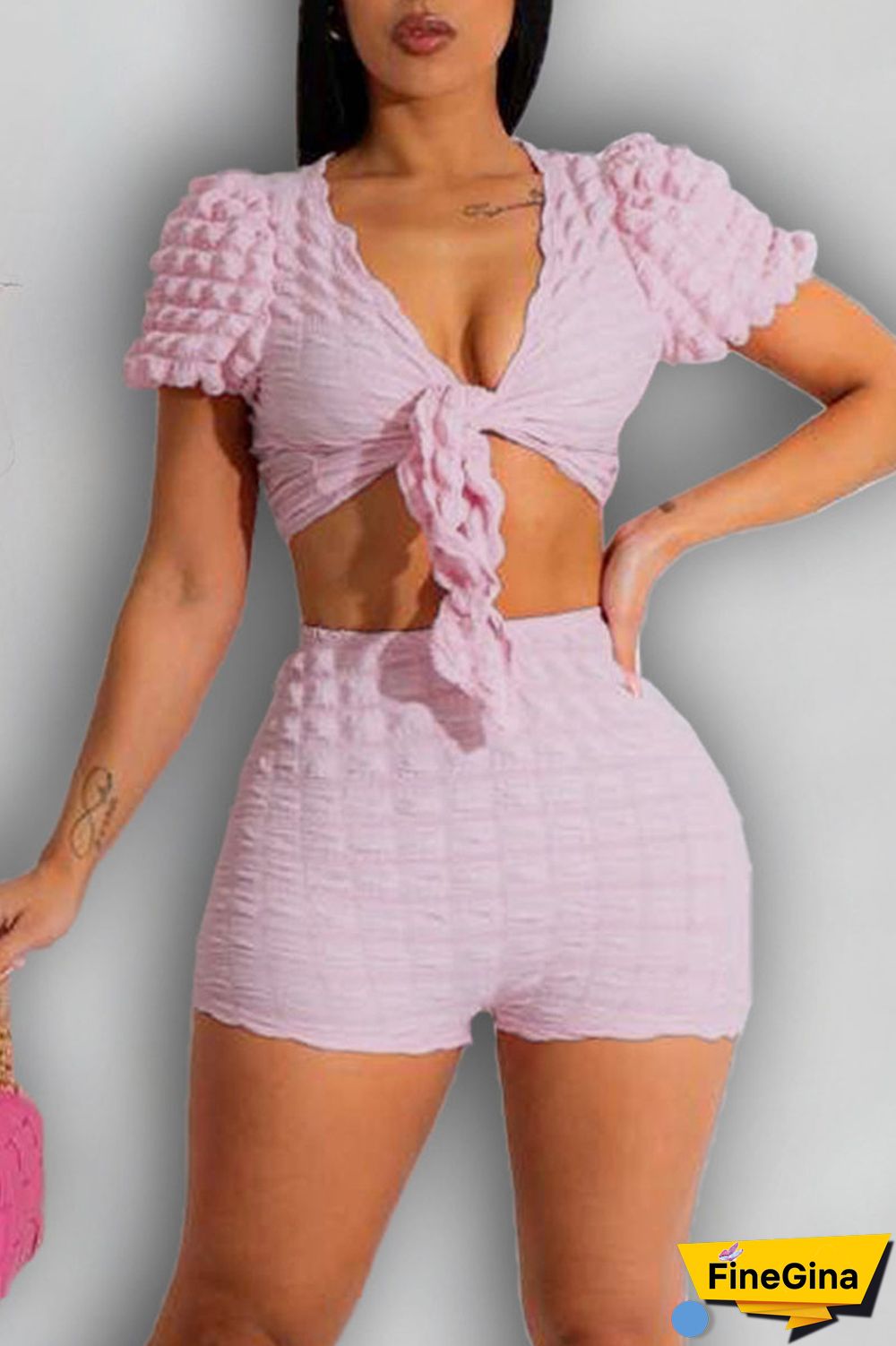 Black Sexy Solid Bandage Patchwork V Neck Short Sleeve Two Pieces