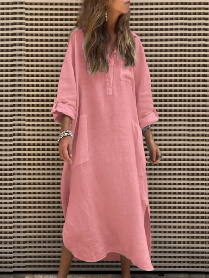 New Women's Autumn and Winter Elegant Solid Color Irregular Dress Simple Long Dresses