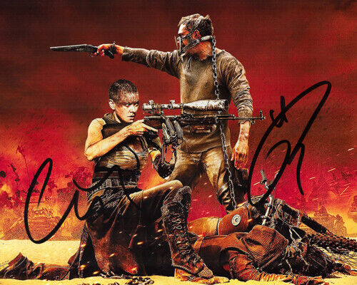 Autographed Photo Poster painting Tom Hardy & Charlize Theron Signed 8 x 10