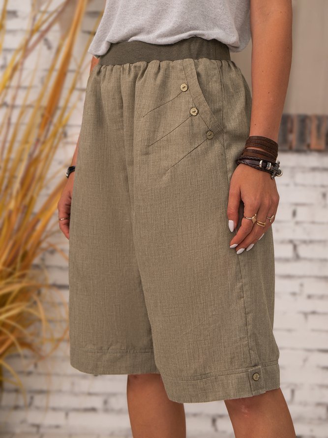 Cotton Pockets Casual Shorts B109- Fabulory