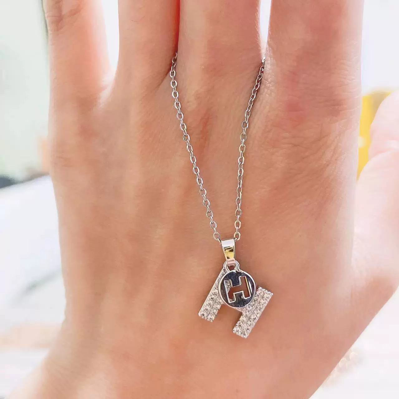 Letter H Zirconia Gold-Plated Necklace