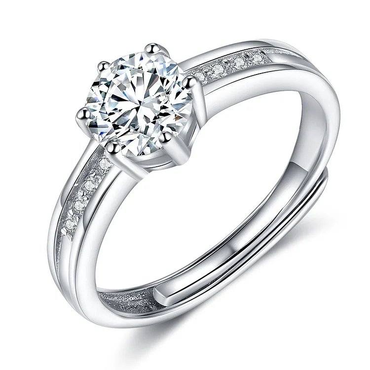 Moissanite Ring Classic Round Cut Engagement Rings with CZ Stones