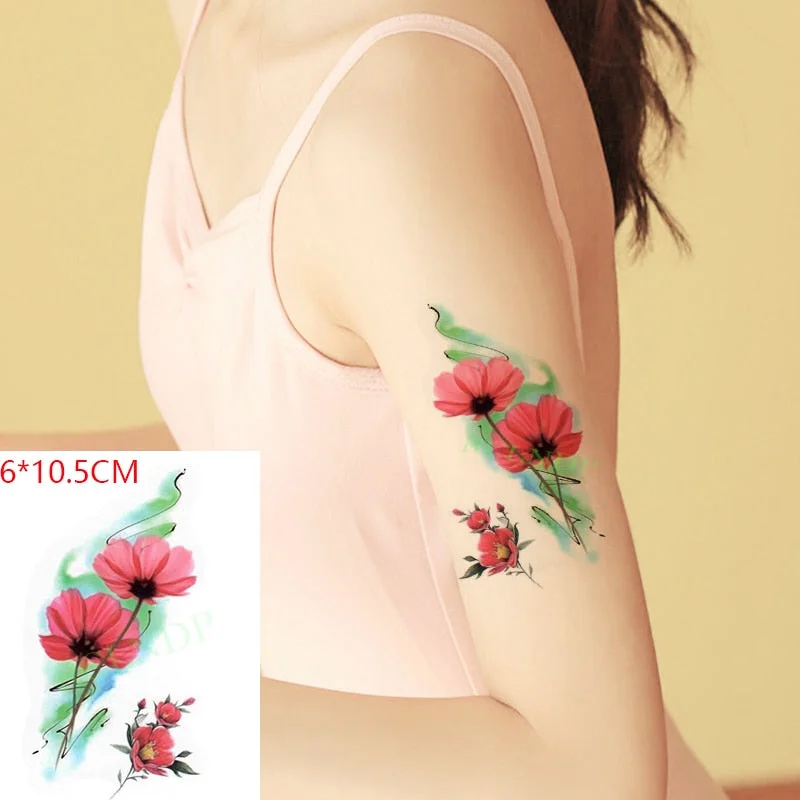 Waterproof Temporary Tattoo Sticker Rose Flower Leaf Letter Black Small Body Art Flash Tatoo Fake Tatto for Kids Girl Men Women