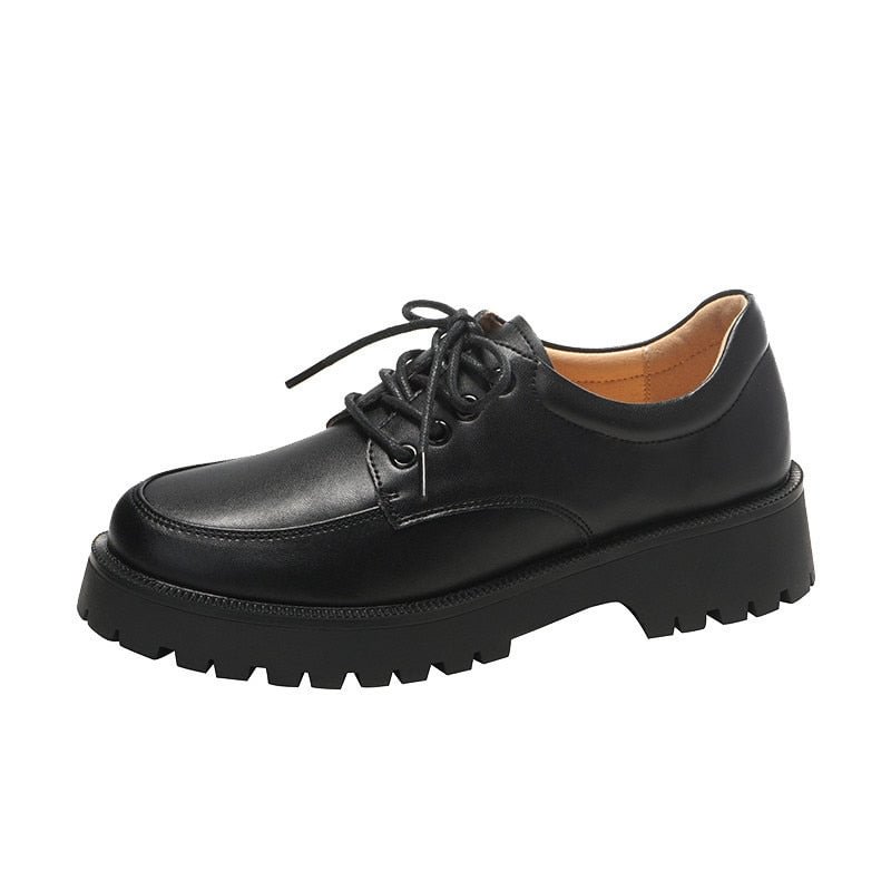 AIYUQI Women Shoes Genuine Leather New Spring British style White Women's loafers Round Toe Casual Platform Shoes Women