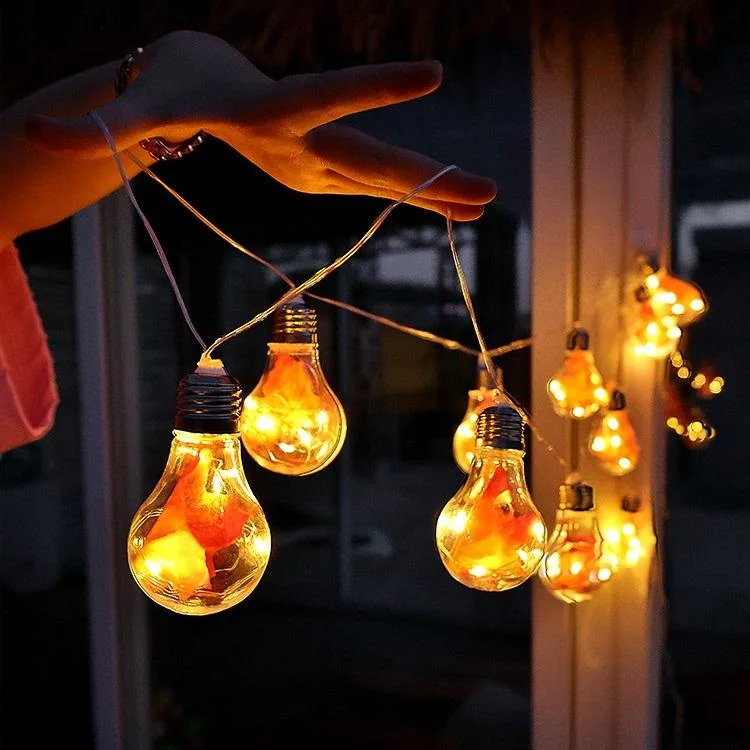 Solar-Powered Maple Leaf Bulb String Light