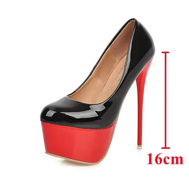 Zhungei Leather Super High Heels Shoes for Women 2024 New Black Platform Pumps Woman Sexy Stiletto Heeled Nightclub Party Shoes