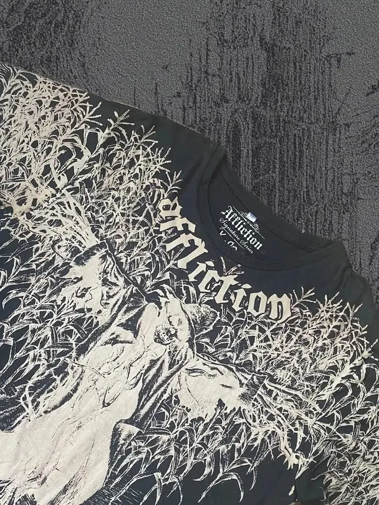 2000s Skull Print Oversized Gothic T-shirt