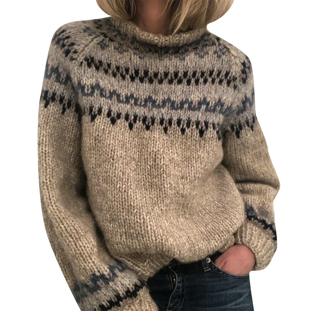 Women's - Color Block Boho Fell Island Sweater 