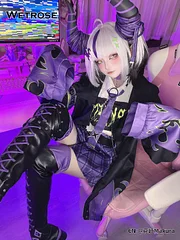 [Wetrose] In Stock La+ Darknesss Hololive JP Vtuber Laplus ラプラス・ダークネス Cosplay Costume Jirai Kei Wig Full Set
