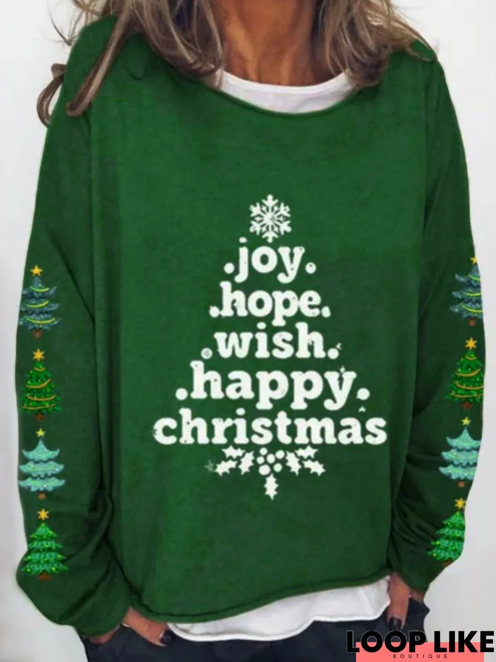 Christmas Long sleeve Jersey Loose Text Letters Casual Sweatshirt