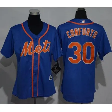Mets #30 Michael Conforto Blue Alternate Women's Stitched MLB Jersey