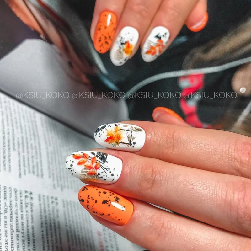 1PC Fall Leaf Flowers Line 3D Nail Sticker Mape Leaves Waves Pattern Decals Slider DIY Nail Art Decoration Wraps For Manicures