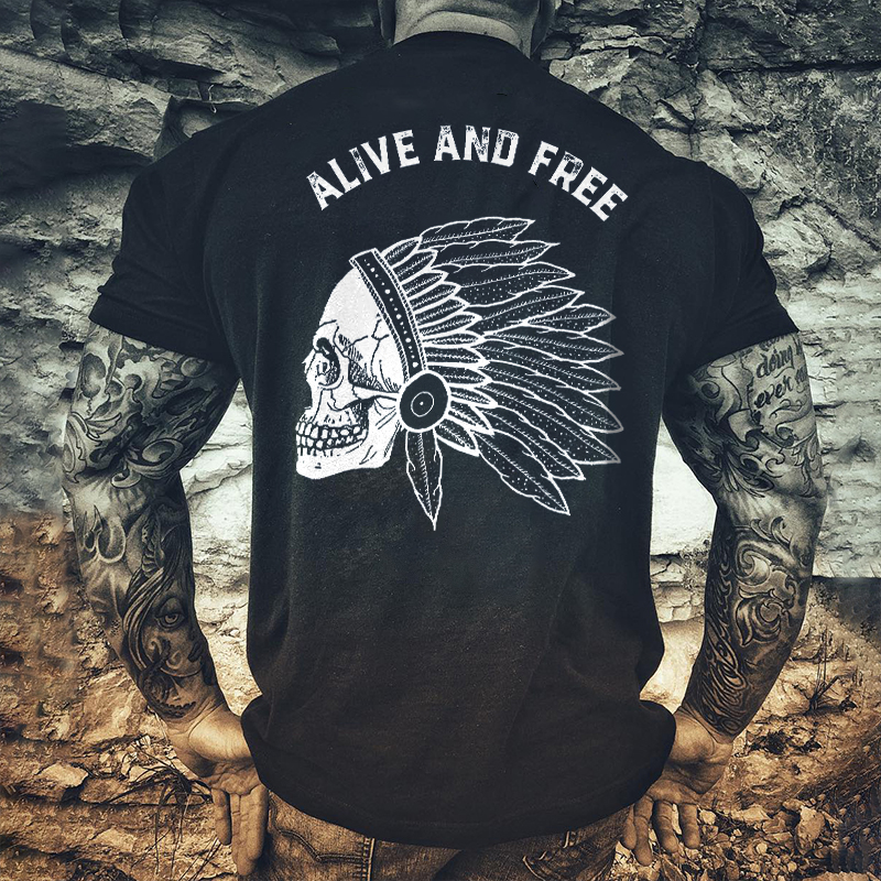 Livereid Alive And Free Skull Print T-shirt - Livereid