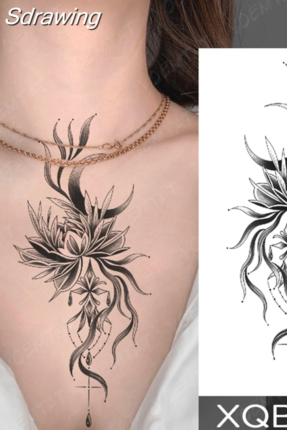 Sdrawing Temporary Tattoo Sticker Butterfly Flower Totem Flash Tatto Y2k Style Body Art Arm Leg Waist Fake Tatoo Men Women