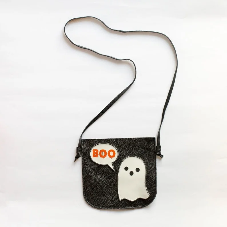 Halloween Ghost Boo Leather Toddled Crossbody Purse, Handbag for Spooktacular Fun Bag, Toddler Purse, Little Girl Gift, Kids Handbag