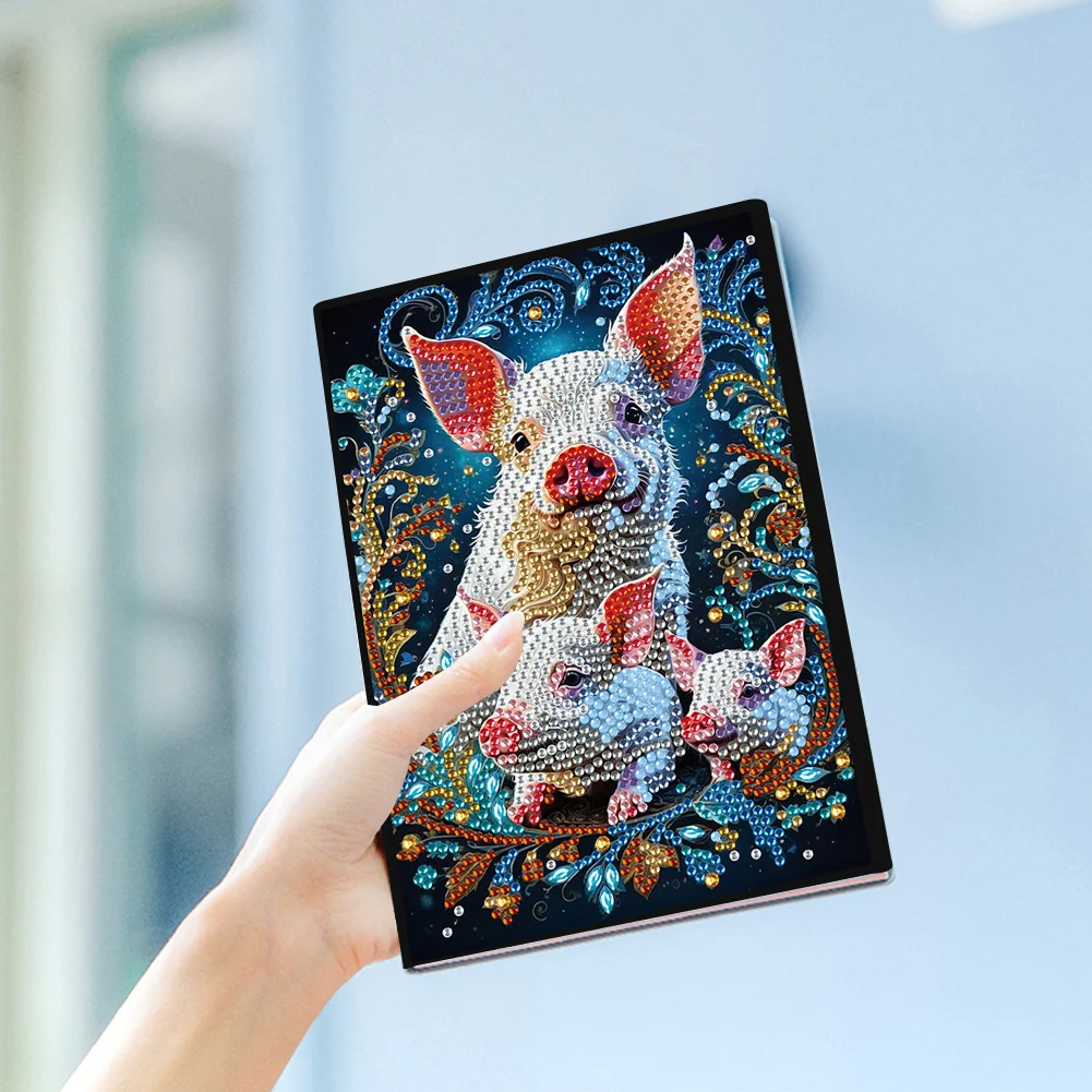 Pig Special Shaped A5 5D DIY Diamond Art Painting Notebook Kit for Friends