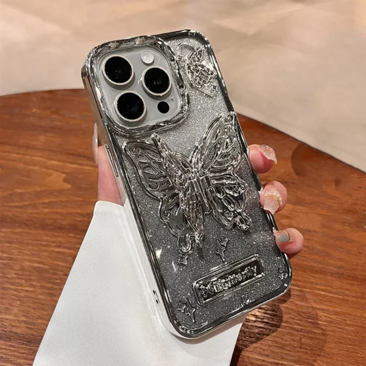Galwanizowany, brokatowy uchwyt motylkowy do etui na iPhone'a