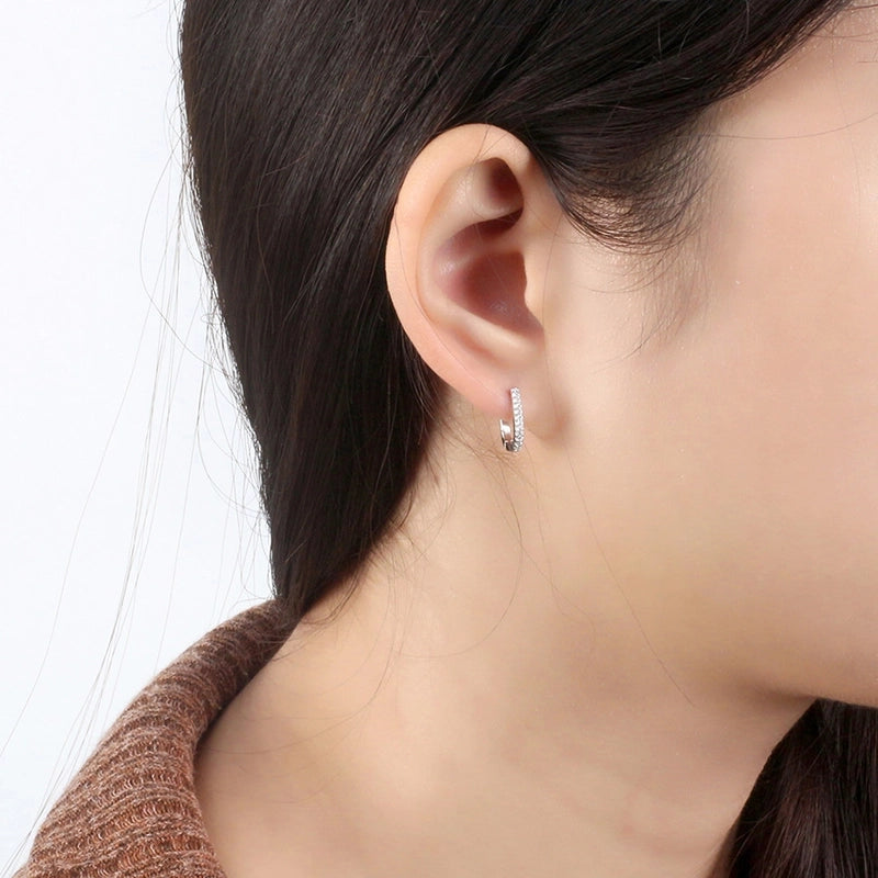 Rose Gold Plated White Gold Plated Silver Plated 925 Sterling Silver Silver ZIRCON U Shape EARRINGS Hoop Earrings