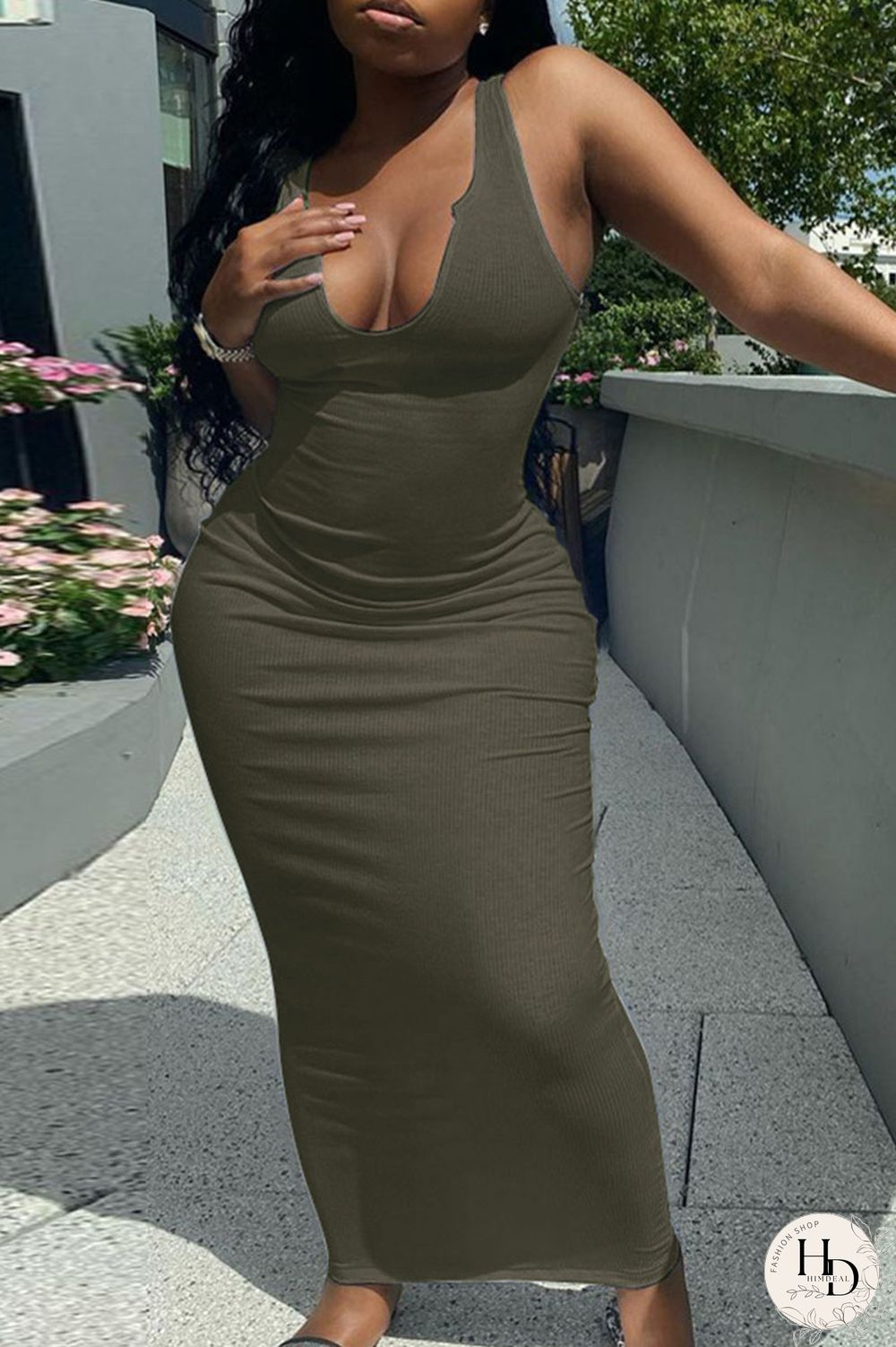 Light Purple Casual Daily Solid Split Joint V Neck A Line Dresses