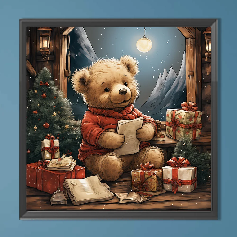 Diamond Painting - Full Round Drill - Christmas Eve Bear(Canvas|40*40cm)