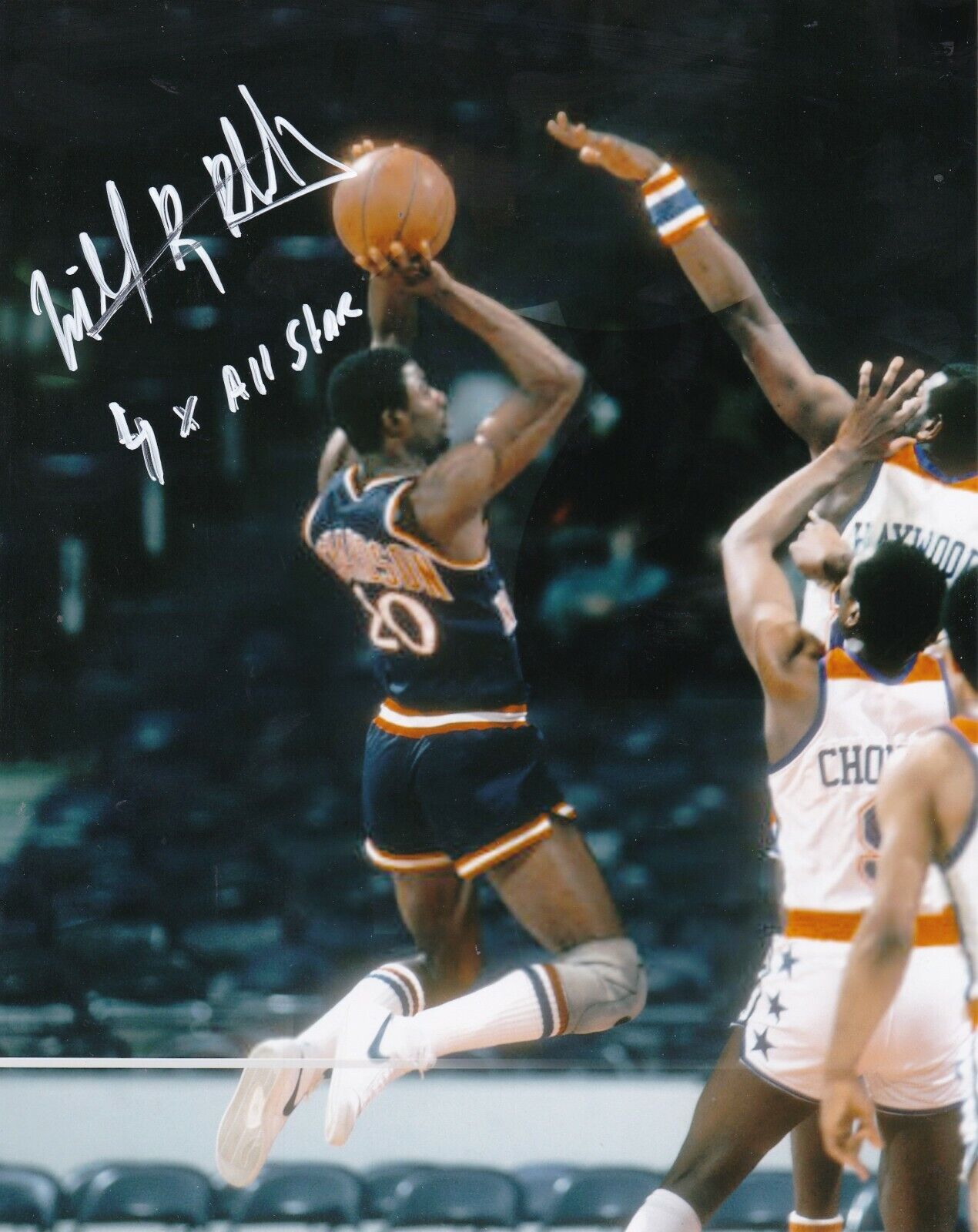 MICHAEL RAY RICHARDSON NEW YORK KNICKS 4 X ALL STAR ACTION SIGNED 8X10