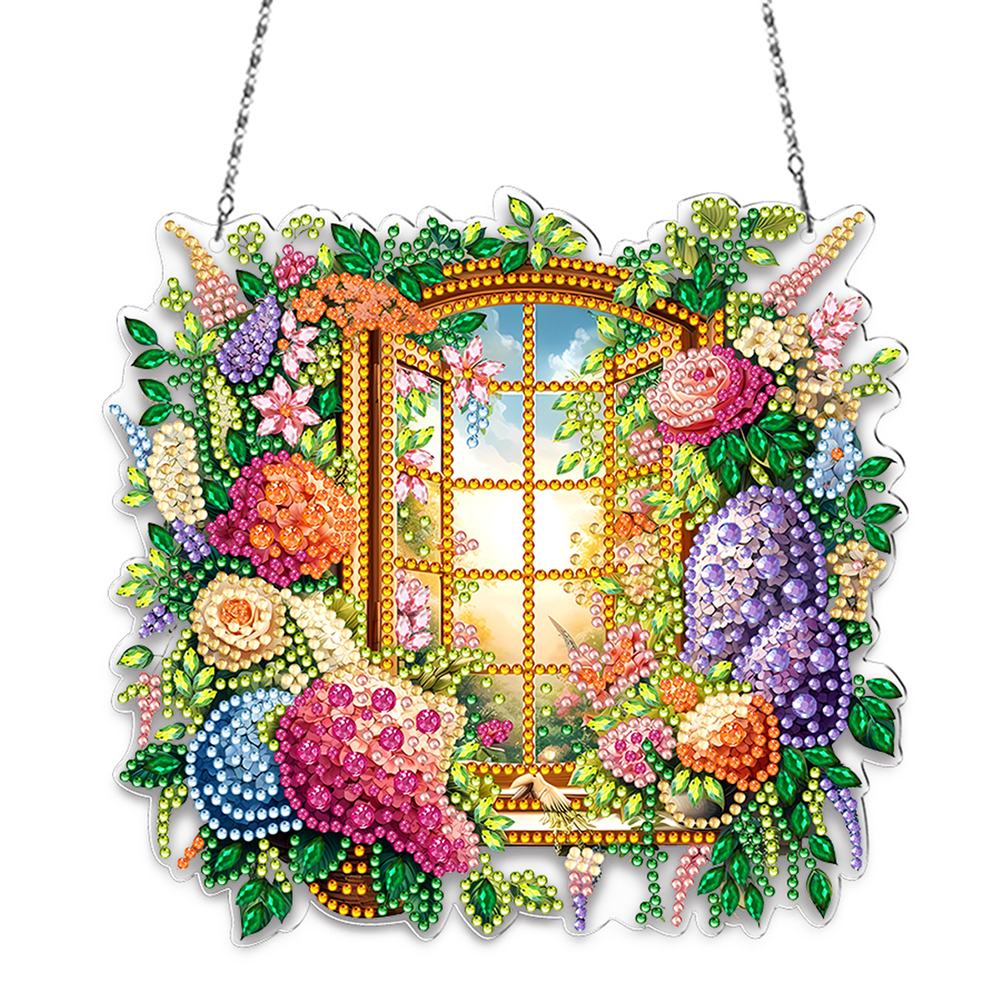 Acrylic Special Shape Window View 5D DIY Diamond Painting Hanging Pendants
